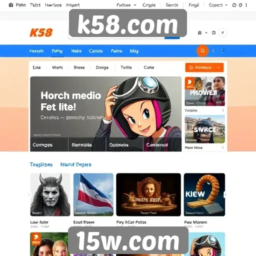 Interface do usuário do k58.com é intuitiva e funcional